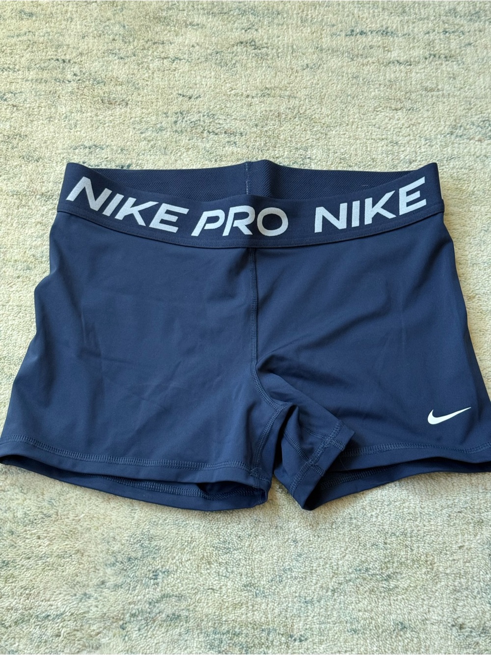 Nike Pro Women's Dark Navy Compression Shorts with White Logo